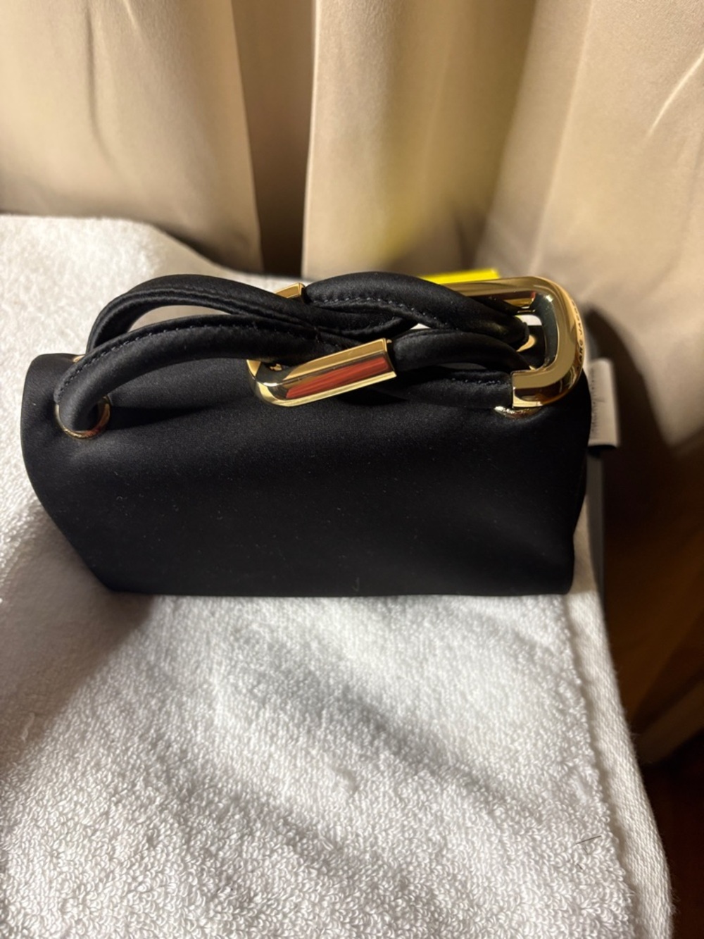 Marc Jacobs Black Satin Micro Dual Handle Bag w/Gold Hardware. NWT